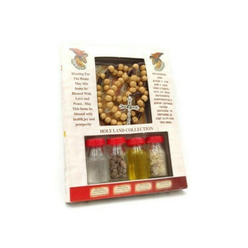 Olive Wood Rosary with Holy Oil, Water, Soil & Frankincense