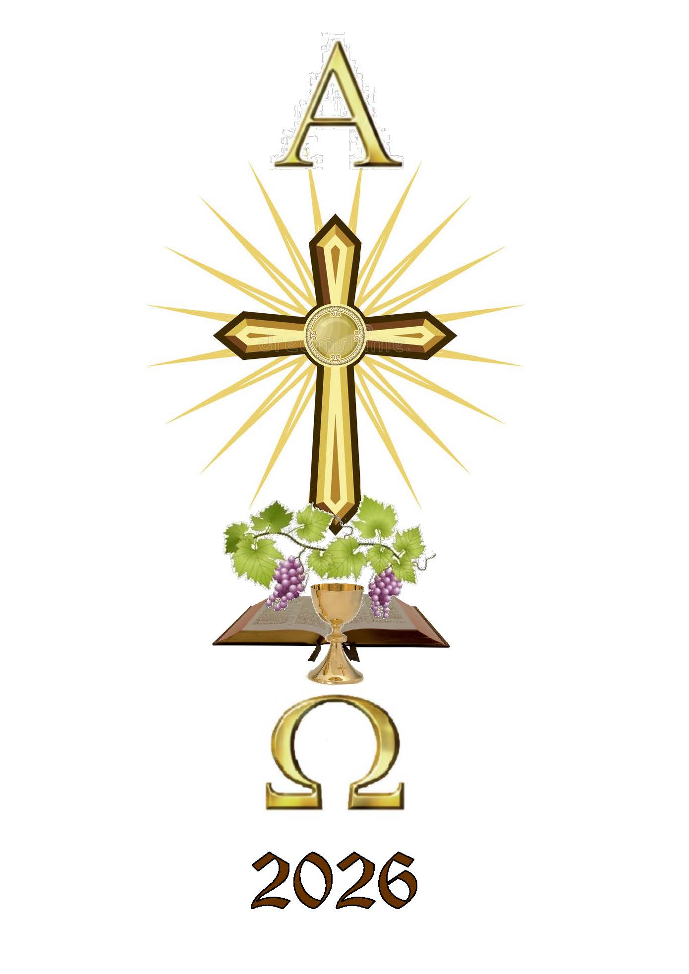 Cross Bible & Vines Paschal Easter Candle - 100mm x 600mm
