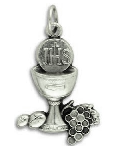 1st Holy Communion chalice  and grapes charm medal
