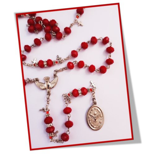 Holy Spirit Rosary in Austrian Crystal with Holy Spirit Medal - Limited Edition