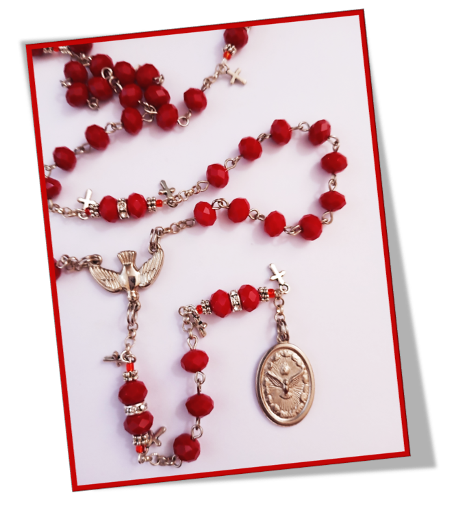 Holy Spirit Rosary in Austrian Crystal with Holy Spirit Medal - Limited Edition