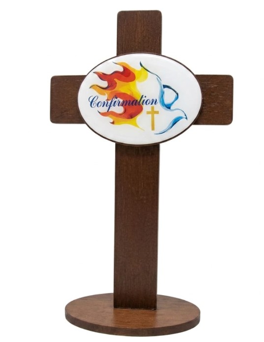 Confirmation Standing Gift Cross - Dove of Fire