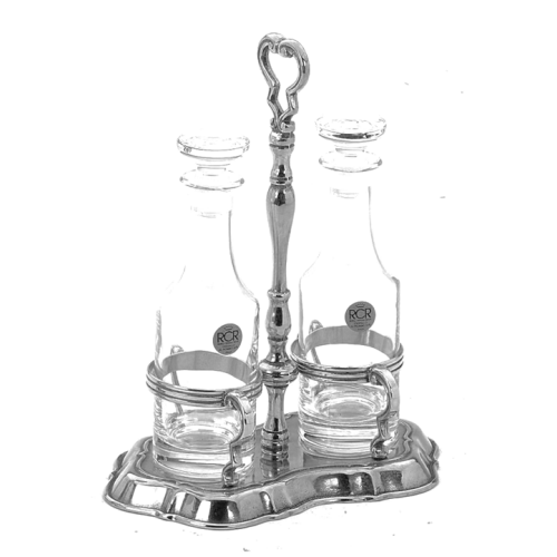 Italian crystal & pewter Cruet Set