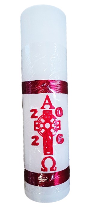 Paschal Candle - Wax Design - Celtic Cross - 100mm Wide X 300mm Tall (Current Year)
