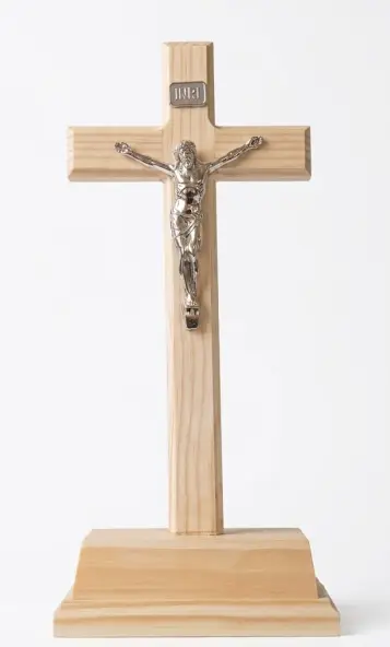 Solid Pine 35cm Standing Crucifix