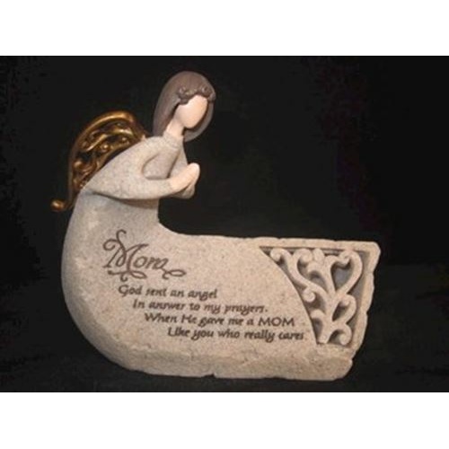 Mom - light up stone angel with message
