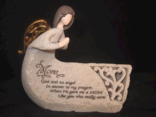 Mom - light up stone angel with message