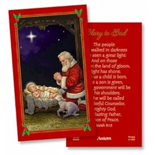 Adoring Santa Holy Card
