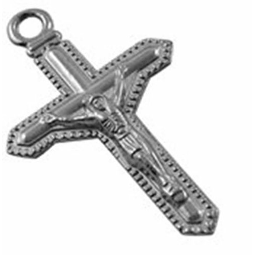 Bordered two sided crucifix - silver 3.5cm
