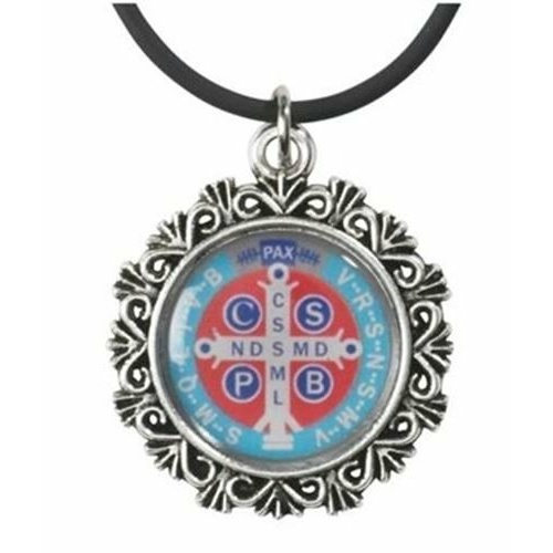 St Benedict Pendant & cord - Patron Saint of witchcraft / evil, etc