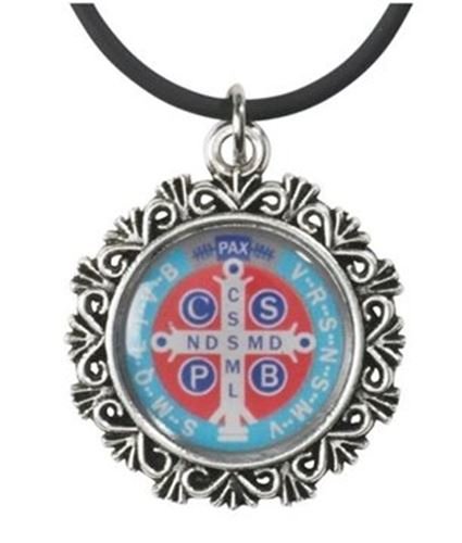 St Benedict Pendant & cord - Patron Saint of witchcraft / evil, etc
