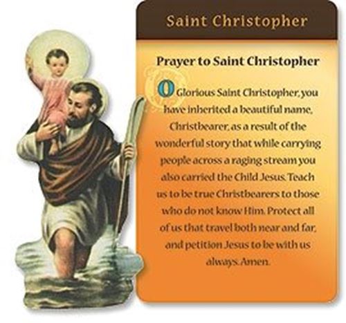 St Christopher Magnet and Prayer Card  - patron of travellers