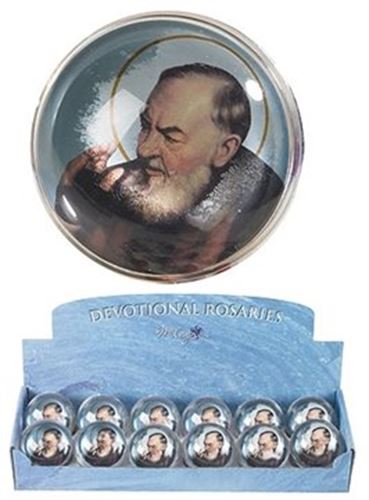 St Pio Rosary in Domed Case