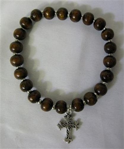 Wooden bracelet - with silver elements