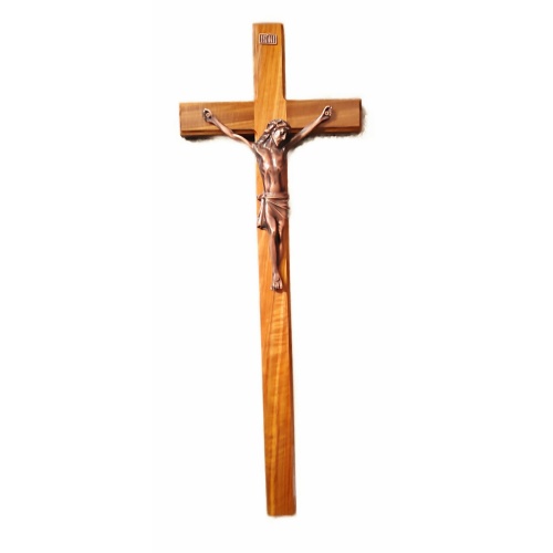 74cm Crucifix in Kiaat - copper plated corpus