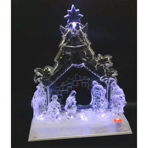 27cm Acrylic Nativity - Plays carols & Lights up