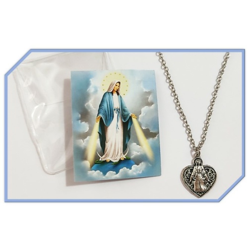 Our lady of Grace Heart Pendant with prayer card