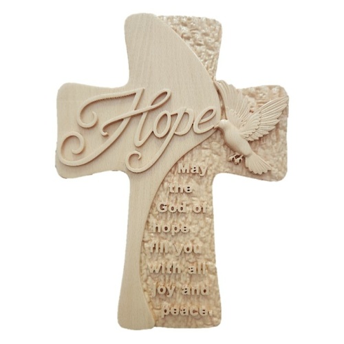 31cm Beechwood Cross  - "Hope"