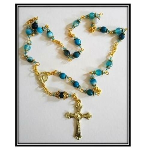 Peace Chaplet in gold - Blue Agate