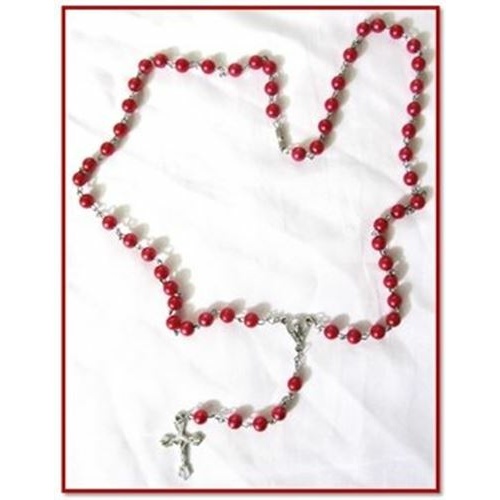 6mm red faux Pearl necklace Rosary