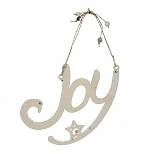 Flourish - "Joy" laser cut natural wood with crystal accents hanging Wall Decor