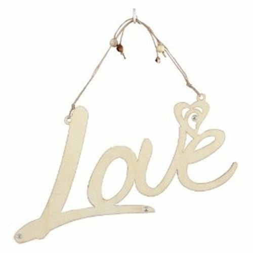 Flourish Laser Cut Love natural wood with crystal accents hanging Wall Decor
