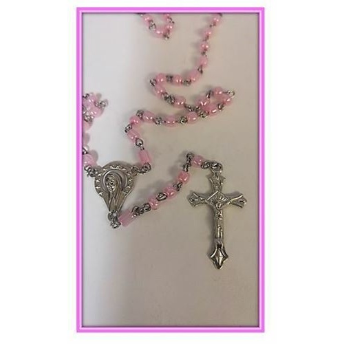 Baby Pink Mini Rosary Necklace in Organza