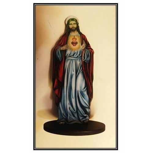 20cm Sacred Heart of Jesus - Domed Wooden Stand
