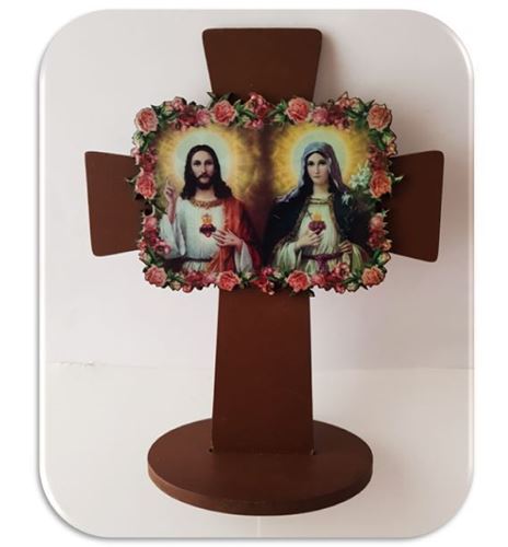 18.5cm Sacred Heart of Jesus  & Immaculate Heart of Mary Cross