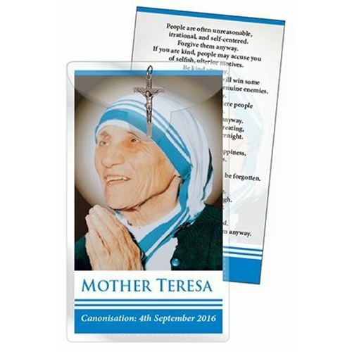 Mother Theresa Holy Card with Crucifix