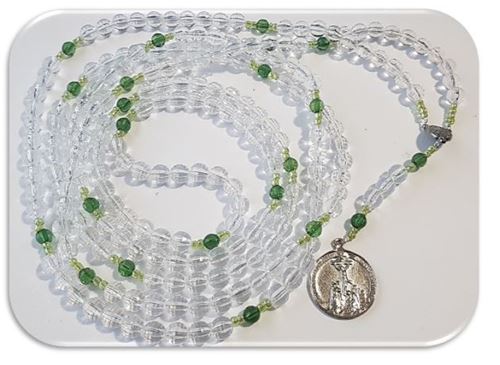 Miraculous Rosary - in 8mm clear crystal & Green faceted acrylic - 1000 Thank You's