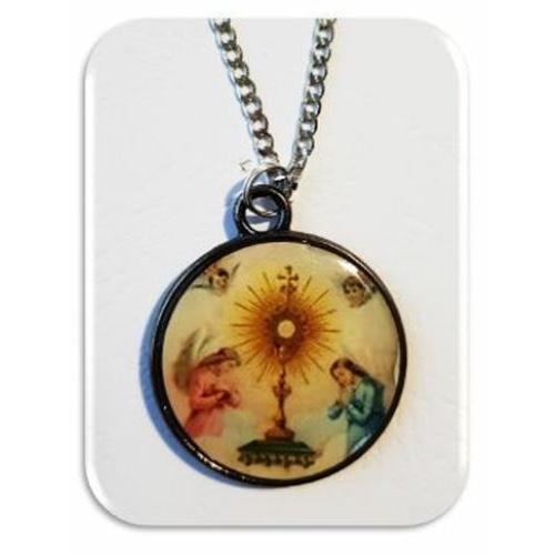 Blessed Sacrament Pendant and 45cm silver plated chain