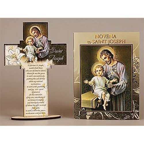St Joseph 15cm Cross with Prayer & Novena book gift set