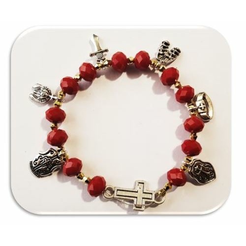 Armour of God Bracelet in Faceted Red  Austrian Glass Crystal