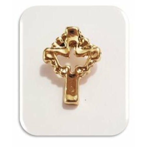 1.5cm Dove in Cross - Gold plated Lapel Pin