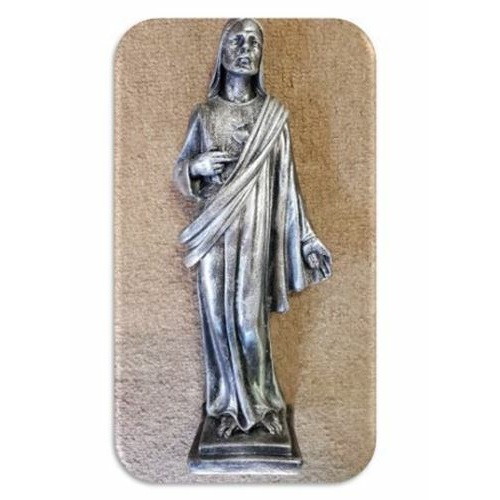 25cm Sacred Heart of Jesus Statue - silver
