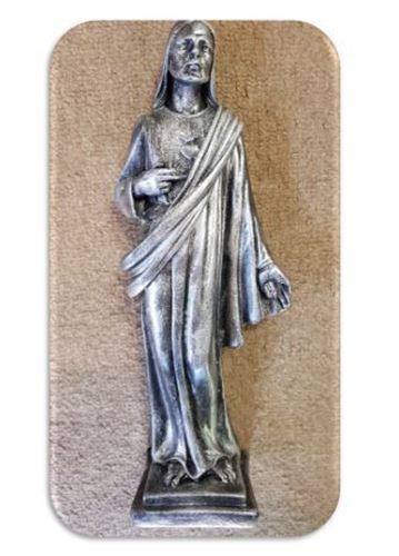 25cm Sacred Heart of Jesus Statue - silver