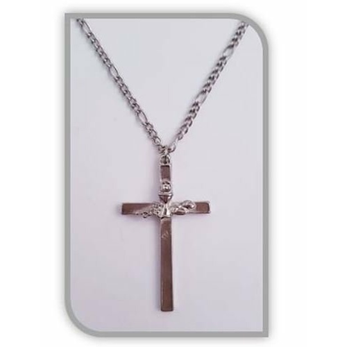 First Holy Communion Cross Pendant with Chalice, Eucharist and Grapes - 45cm Chain