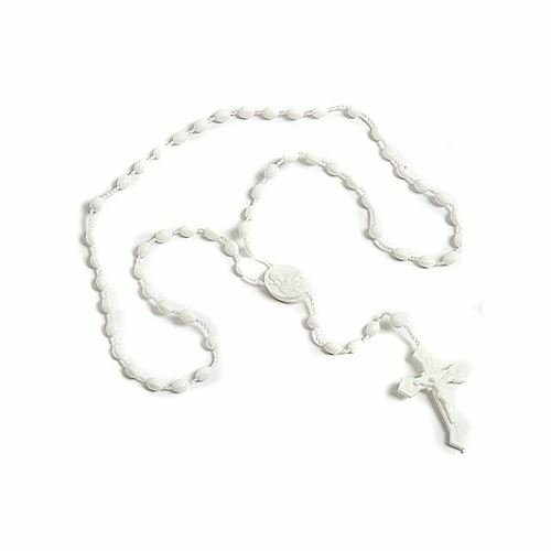 White plastic cord rosary