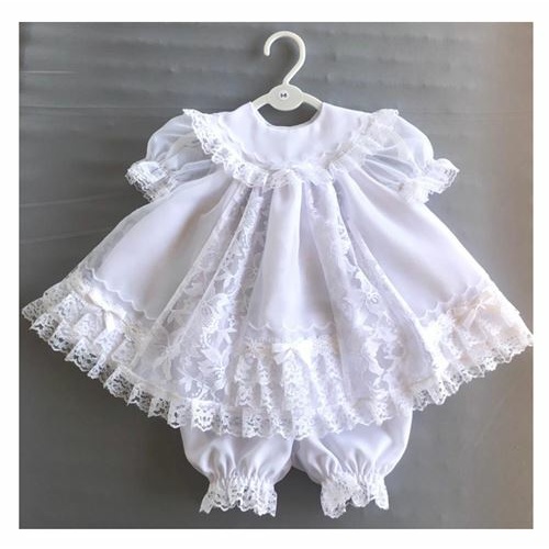 Christening Dress Set - Short Sleeves / white lace