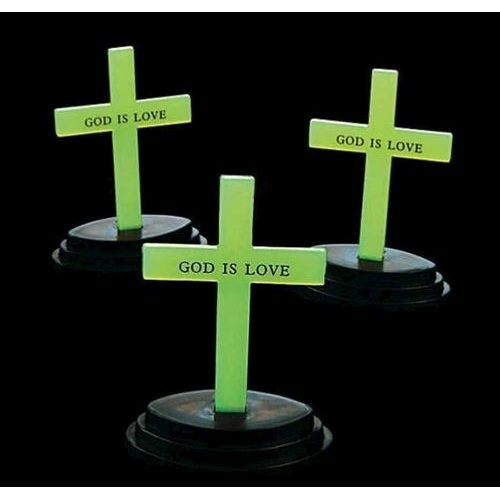8cm Glow in the dark Cross with Stand