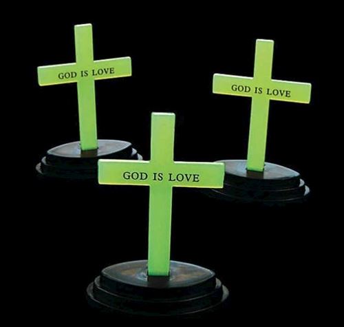 8cm Glow in the dark Cross with Stand