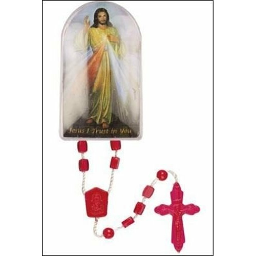 32cm Red Divine Mercy Rosary in box