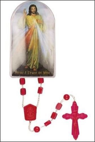 32cm Red Divine Mercy Rosary in box