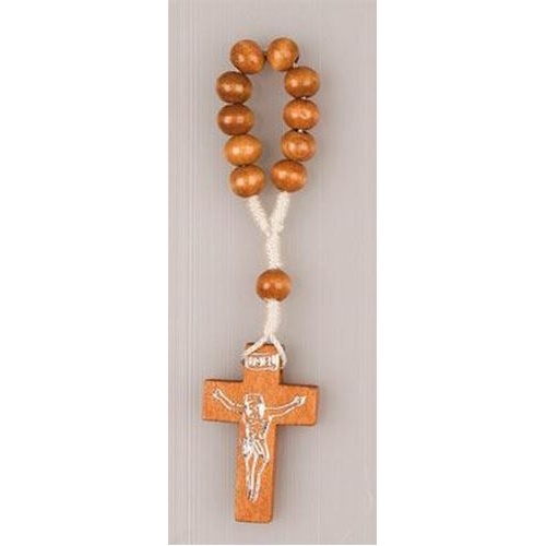 One decade wooden Finger Rosary / Rosary Ring - natural