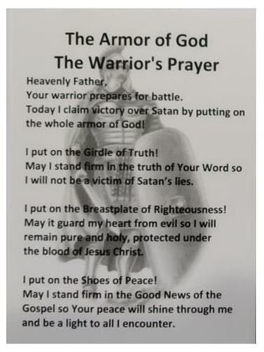 Armor of God - The Warrior's Prayer Holy Card