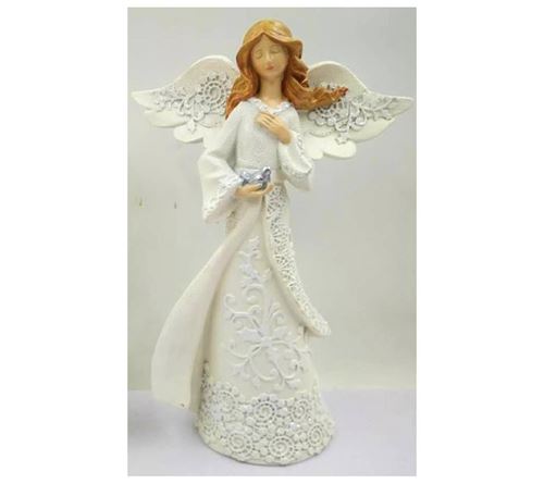 25cm White Lace Angel with Dove