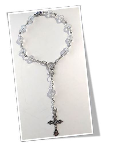 8 x 6mm Crystal Glass bead Car Rosary