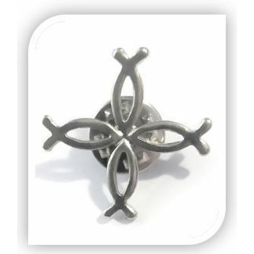 Four Fishes / Cross Lapel Pin