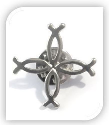 Four Fishes / Cross Lapel Pin